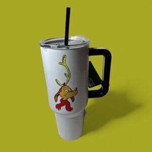 New 40 oz Stainless Steel Tumbler With Handle Grinch Max Christmas Holiday Cup
